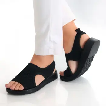 Sandale dama fara toc Negre din Textil Ortena imagine
