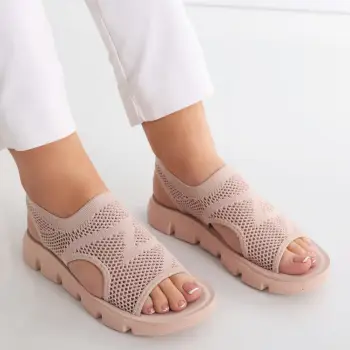 Sandale dama fara toc Roz din Textil Analis imagine