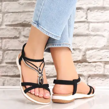 Sandale dama Negre din Imitatie Catifea Adnesa imagine