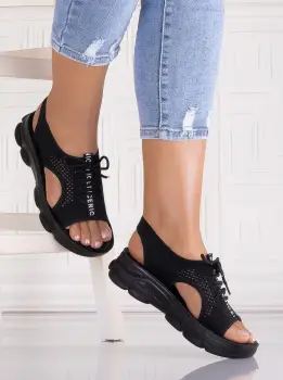 Sandale dama Negre din Material Texil Arizona imagine