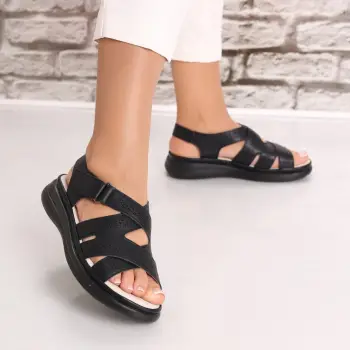 Sandale dama Negre din Piele Ecologica Aloina imagine