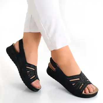 Sandale dama Negre din Piele Ecologica Caila imagine