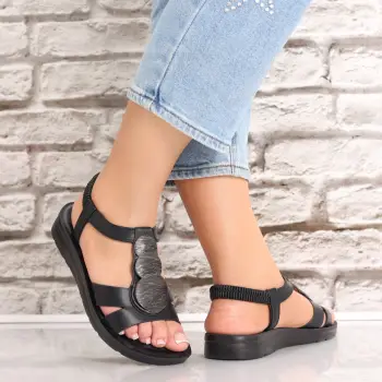 Sandale dama Negre din Piele Ecologica Radifa imagine