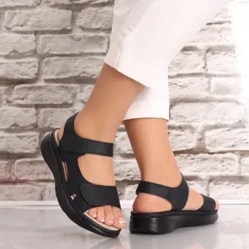 Sandale dama Negre din Piele Ecologica Zola imagine