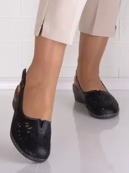 Sandale dama Negre din Piele Naturala Anarya imagine