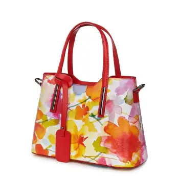 Geanta dama din piele cu model floral Mariella FF3 imagine