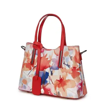 Geanta dama din piele cu model floral Mariella FF4 imagine