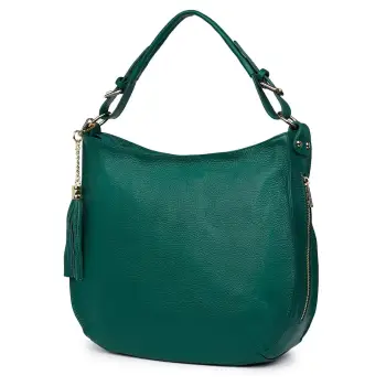Geanta dama din piele naturala Edina verde marin imagine