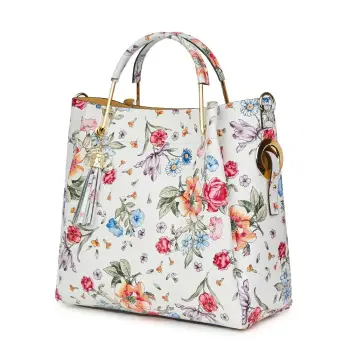Geanta dama din piele naturala Fabiana cu model floral imagine