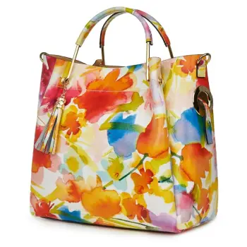 Geanta dama din piele naturala Fabiana cu model floral FF3 imagine