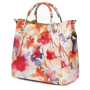 Geanta dama din piele naturala Fabiana cu model floral FF4 imagine