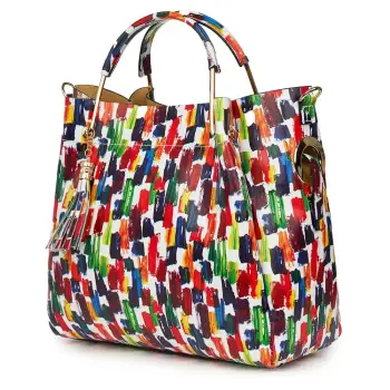 Geanta dama din piele naturala Fabiana cu model multicolor imagine