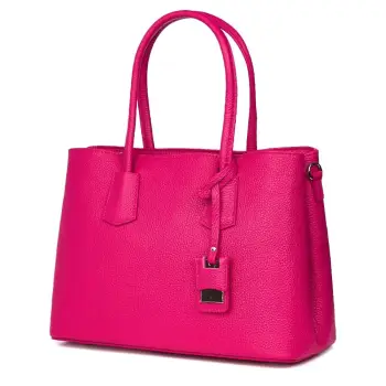 Geanta dama din piele naturala Valentina fucsia imagine