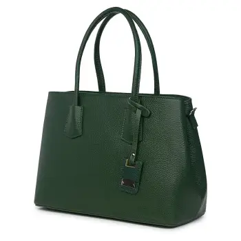 Geanta dama din piele naturala Valentina verde inchis imagine
