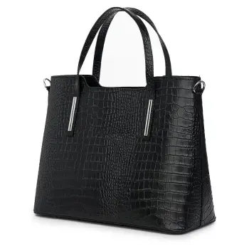 Geanta din piele amprentata Carolina neagra imagine