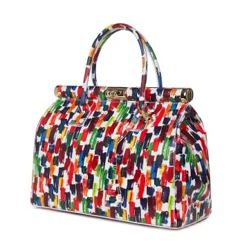 Geanta din piele cu flori Gioia model multicolor imagine