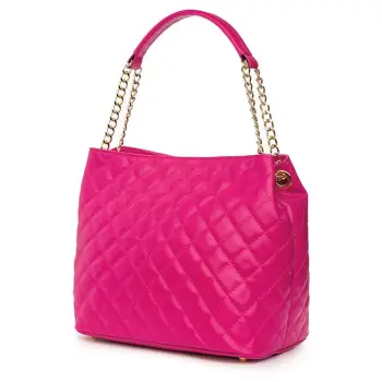 Geanta din piele matlasata Paloma fucsia imagine