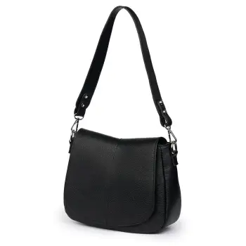 Geanta din piele naturala Roberta neagra imagine