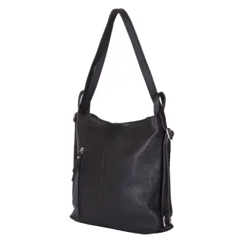 Geanta rucsac 2-in-1 din piele naturala Alesandra neagra imagine
