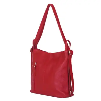 Geanta rucsac 2-in-1 din piele naturala Alesandra rosie imagine