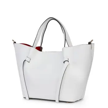 Geanta shopper din piele naturala Veronica alba imagine
