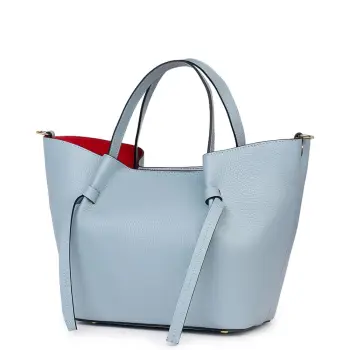 Geanta shopper din piele naturala Veronica bleu imagine