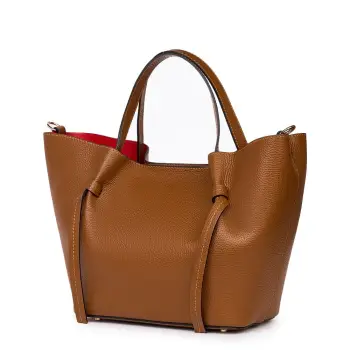 Geanta shopper din piele naturala Veronica coniac imagine