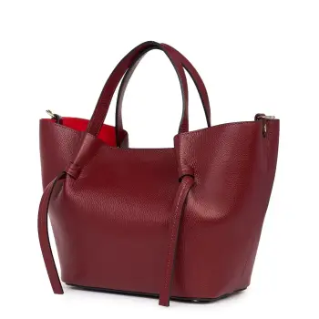 Geanta shopper din piele naturala Veronica grena imagine