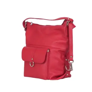 Geanta tip rucsac din piele Monty rosie imagine