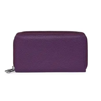Portofel dama dublu din piele naturala Franco mov imagine