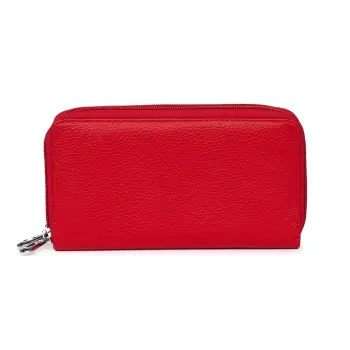 Portofel dama dublu din piele naturala Franco rosu imagine