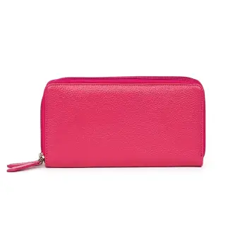 Portofel dama dublu din piele naturala Franco roz imagine