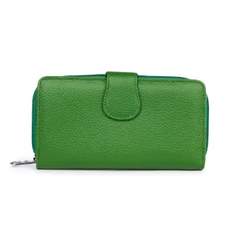Portofel dama dublu din piele naturala Orlando verde imagine