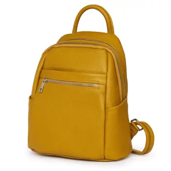 Rucsac dama din piele Jonathan galben mustar imagine