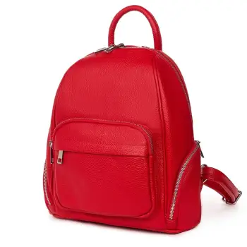 Rucsac din piele naturala Enzo rosu imagine