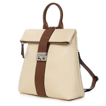 Rucsac din piele naturala Manuel bej imagine