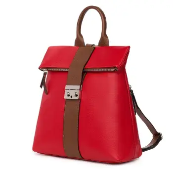 Rucsac din piele naturala Manuel rosu imagine