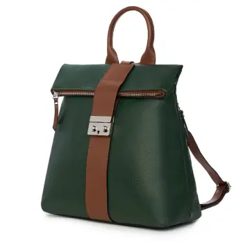 Rucsac din piele naturala Manuel verde inchis imagine