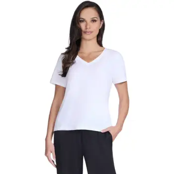 Tricou femei Skechers Pima V-Neck Tee TP130-WHT imagine