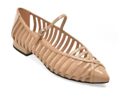 Balerini EPICA bej, 1F7075, din piele ecologica lacuita imagine