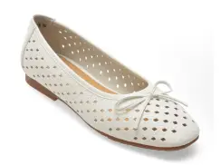 Balerini FLAVIA PASSINI albi, 1528G15, din piele naturala imagine