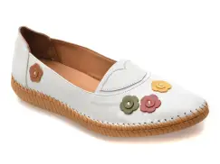 Balerini FLAVIA PASSINI albi, 244410, din piele naturala imagine