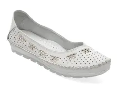 Balerini FLAVIA PASSINI albi, 2666, din piele naturala imagine