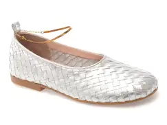 Balerini GOLD DEER argintii, 420727, din piele naturala imagine