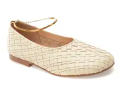 Balerini GOLD DEER bej, 420727, din piele naturala imagine