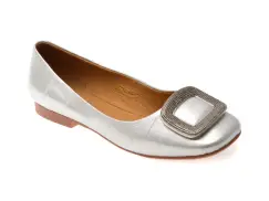 Balerini GRYXX argintii, G266, din piele naturala imagine