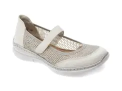 Balerini RIEKER albi, L32B6, din material textil imagine