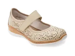 Balerini RIEKER bej, N4299, din piele ecologica imagine