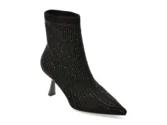 Botine elegante EPICA negre, 26V670, din material textil imagine