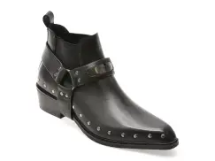 Botine elegante EPICA negre, 301, din piele naturala imagine